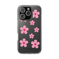 Pink Floral Design Clear Phone Case