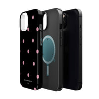 Black with Pink Polka Dots V2 (MagSafe) Phone Case