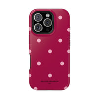 Burgundy with Pink Polka Dots V2 (MagSafe) Phone Case