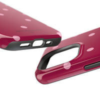 Burgundy with Pink Polka Dots V2 (MagSafe) Phone Case
