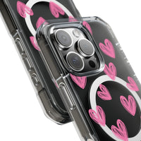 Pink Doodle Hearts (MagSafe) Clear Phone Case