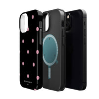 Black with Pink Polka Dots V2 (MagSafe) Phone Case