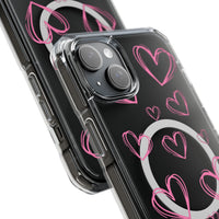 Light Pink Heart Sketches (MagSafe) Clear Phone Case