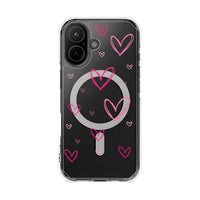 Pink Heart Sketches (MagSafe) Clear Phone Case