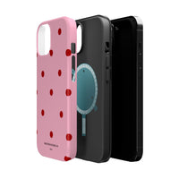 Pink With Red Polka Dots V2 (MagSafe) Phone Case