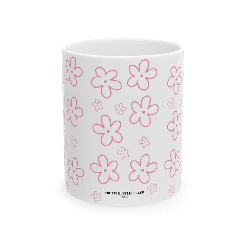 Pink Daisy Doodles Ceramic Mug