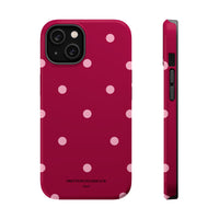 Burgundy with Pink Polka Dots V2 (MagSafe) Phone Case