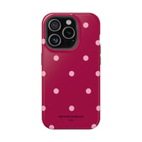 Burgundy with Pink Polka Dots V2 (MagSafe) Phone Case