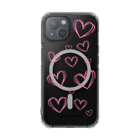 Light Pink Heart Sketches (MagSafe) Clear Phone Case