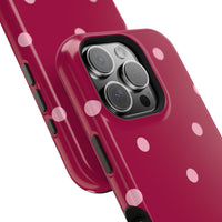 Burgundy with Pink Polka Dots V2 (MagSafe) Phone Case