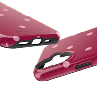Burgundy with Pink Polka Dots V2 (MagSafe) Phone Case