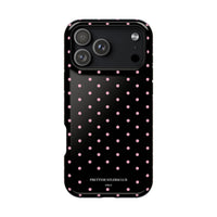 Black with Pink Polka Dots (MagSafe) Phone Case