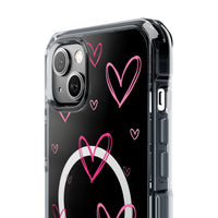 Pink Heart Sketches (MagSafe) Clear Phone Case