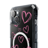 Light Pink Heart Sketches (MagSafe) Clear Phone Case