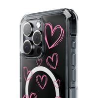 Light Pink Heart Sketches (MagSafe) Clear Phone Case