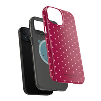 Burgundy With Pink Polka Dots (MagSafe) Phone Case