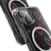 Pink Heart Sketches (MagSafe) Clear Phone Case