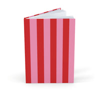 Red and Pink Stripes Hardcover Journal
