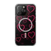 Magenta Hearts (MagSafe) Clear Phone Case