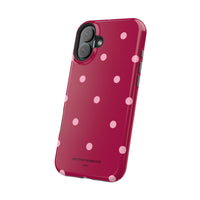 Burgundy with Pink Polka Dots V2 (MagSafe) Phone Case