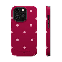 Burgundy with Pink Polka Dots V2 (MagSafe) Phone Case