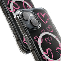 Light Pink Heart Sketches (MagSafe) Clear Phone Case