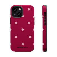 Burgundy with Pink Polka Dots V2 (MagSafe) Phone Case