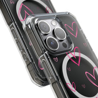 Pink Heart Sketches (MagSafe) Clear Phone Case