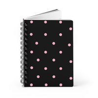 Black with Pink Polka Dots V2 Spiral Notebook