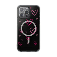 Pink Heart Sketches (MagSafe) Clear Phone Case