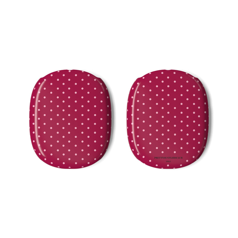 Burgundy with Pink Polka Dots AirPod Max Covers