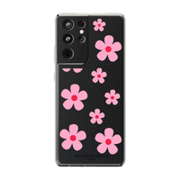 Pink Floral Design Clear Phone Case