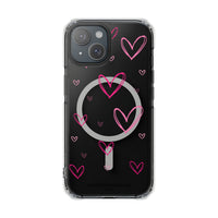 Pink Heart Sketches (MagSafe) Clear Phone Case