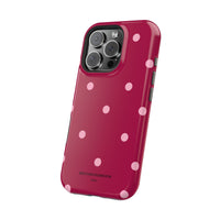 Burgundy with Pink Polka Dots V2 (MagSafe) Phone Case