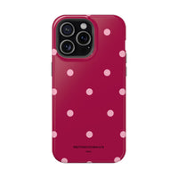 Burgundy with Pink Polka Dots V2 (MagSafe) Phone Case