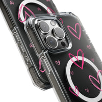 Pink Heart Sketches (MagSafe) Clear Phone Case