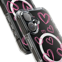 Light Pink Heart Sketches (MagSafe) Clear Phone Case