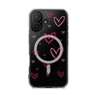 Pink Heart Sketches (MagSafe) Clear Phone Case