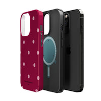 Burgundy with Pink Polka Dots V2 (MagSafe) Phone Case