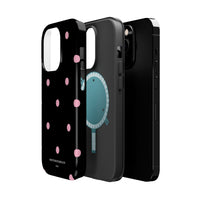 Black with Pink Polka Dots V2 (MagSafe) Phone Case