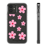 Pink Floral Design Clear Phone Case