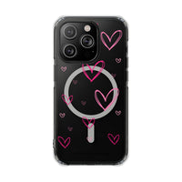 Pink Heart Sketches (MagSafe) Clear Phone Case