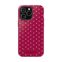 Burgundy With Pink Polka Dots (MagSafe) Phone Case