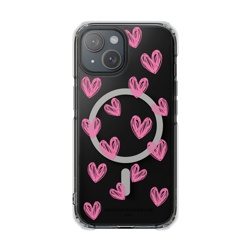 Pink Doodle Hearts (MagSafe) Clear Phone Case