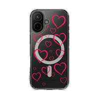 Magenta Hearts (MagSafe) Clear Phone Case