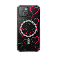 Magenta Hearts (MagSafe) Clear Phone Case