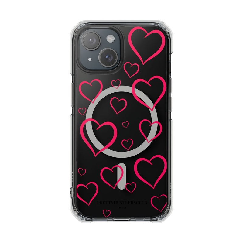 Magenta Hearts (MagSafe) Clear Phone Case