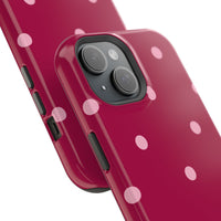Burgundy with Pink Polka Dots V2 (MagSafe) Phone Case