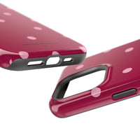 Burgundy with Pink Polka Dots V2 (MagSafe) Phone Case