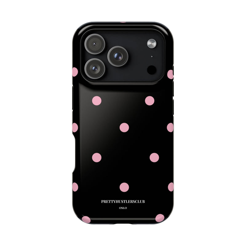 Black with Pink Polka Dots V2 (MagSafe) Phone Case